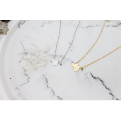 Australian Map Pendant Necklace, Personalized Birthstone Necklace Dainty AUS Map Necklace, Birthday/Christmas Gift for Best Friends/Couples/Lovers