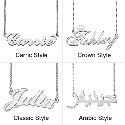 Display Your Name in Silver Necklace
