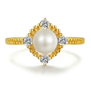 Natural White Pearl Sterling Silver Ring
