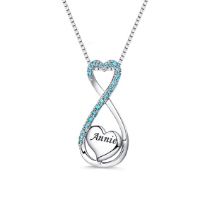 Customized Engraved Heart Infinity Name Necklace In Sterling Silver