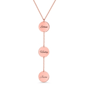 Personalized Name Disc Necklace Rose Gold Plated Silver