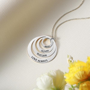engraved names circle necklace 