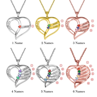 Personalisierter Name und Geburtsstein-Familien-Halskette für Mutter