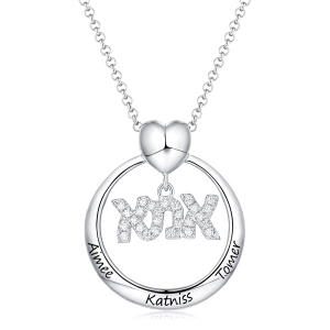 Hebrew Engraved Name Necklace For Mother in Silver