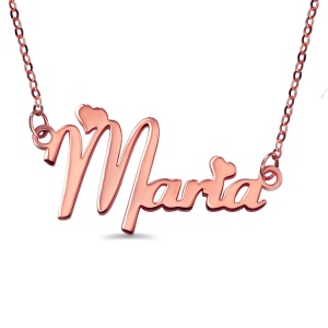 Solid Rose Gold Fiolex Girls Fonts Heart Name Necklace
