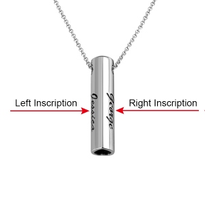 Personalized Double Heart Bar Necklace in Sterling Silver 