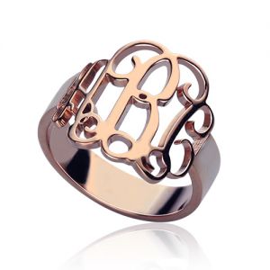 Personalized Rose Gold 3 Initials Monogram Ring
