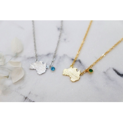 Australian Map Pendant Necklace, Personalized Birthstone Necklace Dainty AUS Map Necklace, Birthday/Christmas Gift for Best Friends/Couples/Lovers