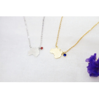 Australian Map Pendant Necklace, Personalized Birthstone Necklace Dainty AUS Map Necklace, Birthday/Christmas Gift for Best Friends/Couples/Lovers