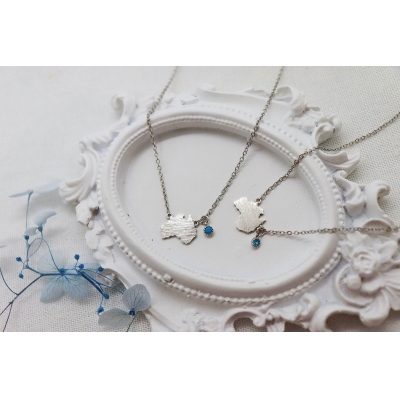 Australian Map Pendant Necklace, Personalized Birthstone Necklace Dainty AUS Map Necklace, Birthday/Christmas Gift for Best Friends/Couples/Lovers