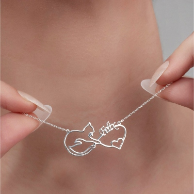 Mobius Cat Name Necklace, Personalized Pet Memorial Jewelry, Personalized Pet Owners Love Necklace, Christmas/Birthday Gift for Pet Lovers/Friends/Her