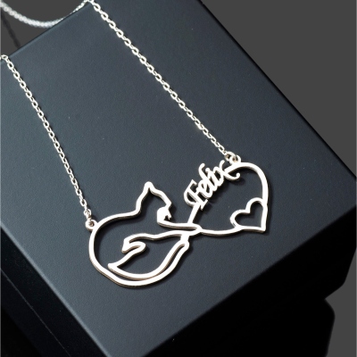 Mobius Cat Name Necklace, Personalized Pet Memorial Jewelry, Personalized Pet Owners Love Necklace, Christmas/Birthday Gift for Pet Lovers/Friends/Her