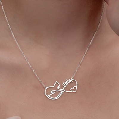 Mobius Cat Name Necklace, Personalized Pet Memorial Jewelry, Personalized Pet Owners Love Necklace, Christmas/Birthday Gift for Pet Lovers/Friends/Her