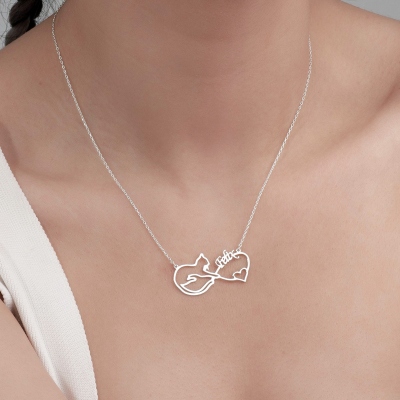 Mobius Cat Name Necklace, Personalized Pet Memorial Jewelry, Personalized Pet Owners Love Necklace, Christmas/Birthday Gift for Pet Lovers/Friends/Her