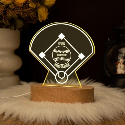 Personalized Baseball Glove LED Night Light, Baseball Night Lamp, Sports Decor, Kids Bedroom Decor Light, Birthday/Christmas Gift for Baseball Players