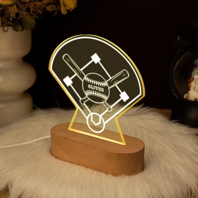 Personalized Baseball Glove LED Night Light, Baseball Night Lamp, Sports Decor, Kids Bedroom Decor Light, Birthday/Christmas Gift for Baseball Players