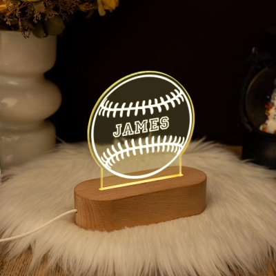 Personalized Baseball Glove LED Night Light, Baseball Night Lamp, Sports Decor, Kids Bedroom Decor Light, Birthday/Christmas Gift for Baseball Players