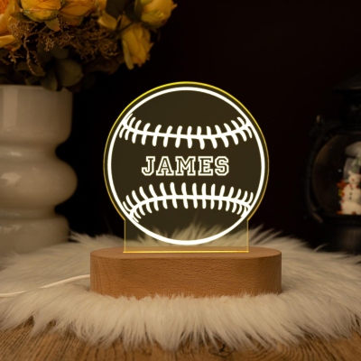 Personalized Baseball Glove LED Night Light, Baseball Night Lamp, Sports Decor, Kids Bedroom Decor Light, Birthday/Christmas Gift for Baseball Players