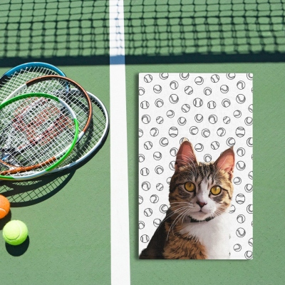 Personalized Pet Photo and Name Tennis Towel, Custom Cat Dog Portrait Tennis Rag, Tennis Gear Stuff Accessories, Gift for Him/Tennis Lovers/Pet Lovers