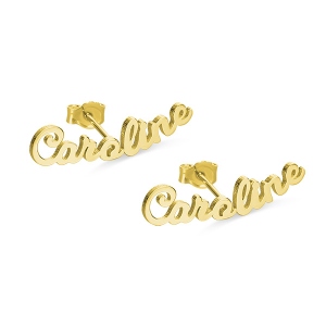 Personalized Name Stud Earrings for Her in Gold
