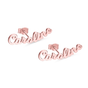 Personalized Name Stud Earrings for Her in Rose Gold
