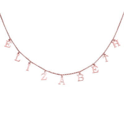 Collier Choker-9 lettres-Plaqué Or Rose