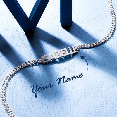 Bracciale personalizzato con nome a catena in grassetto