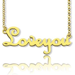 Personalized Solid Gold French Font I Love You Name Necklace