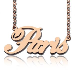 Paris Hilton Style Name Necklace Solid Rose Gold