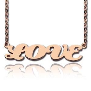 Cable Chain Capital Letters Name Necklace Rose Gold