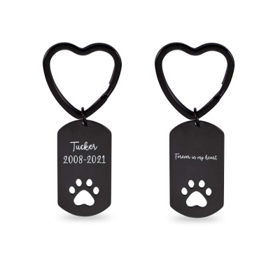 Personalized Keychain with Dog Paw, Engraved Keychain, Personalized Key Ring, Stainless Steel Keychain, Gifts for Dog Lovers/Gifts for Dog Owners/Him