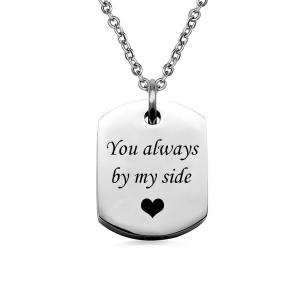 Engravable Square Cremation Urn Necklace Stainless Steel 