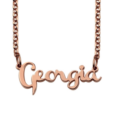 Personalized Cursive Style Name Necklace In Rose Gold