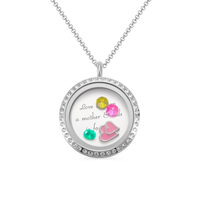 Engraved Birthstones Locket: Love Gift For Mom