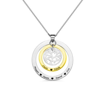 Personalized Circle Family Tree with Family Member's Names Necklace