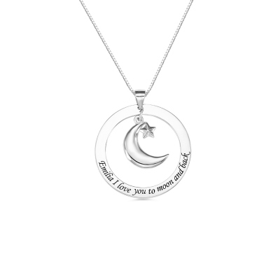 I Love You To The Moon and Back: Moon & Star Charm Pendant