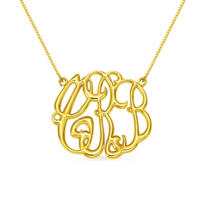 Celebrity Cube Premium Monogram Necklace Gift 18K Gold Plated