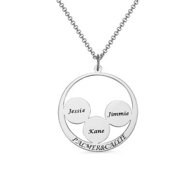 Personalized Family Name Pendant For Mom Silver