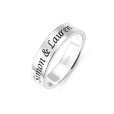 Personalized Anniversary Ring Sterling Silver Engraved Names