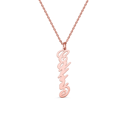 Personalized Vertical Carrie Style Name Necklace Rose Gold