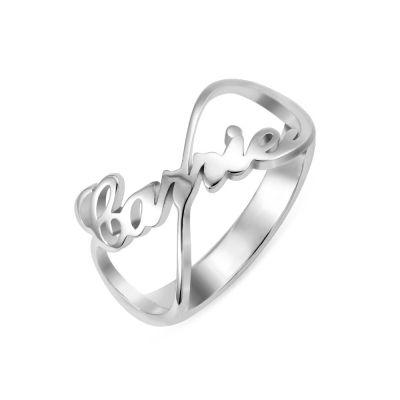Personalized Love Knot Ring Engraved Name Sterling Silver