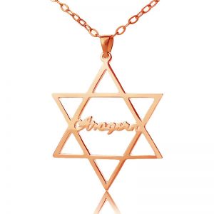 Rose Gold Plated Silver 925 Hexagram Name Necklace