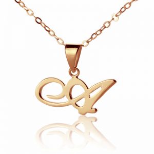 Personalized Madonna Style Initial Necklace Solid Rose Gold