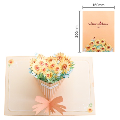 Custom Flower Bouquet Cards, 3D Paper Pop Up Card, Mother's day Greeting Cards, Thank You Cards, Creative Gifts for Mother/Teacher