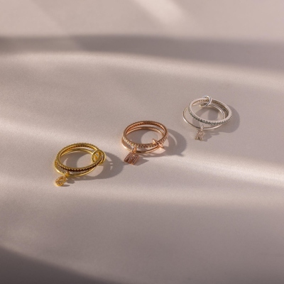 Birthstone Double Ring Set, Custom Stacking Rings with Pave Initial, Gemstone Jewelry, Custom Gemstone Ring for Women, Birthday/Christmas Gift for Her