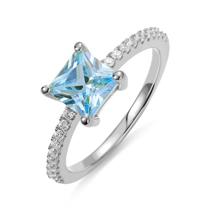 Princess-Cut Birthstone Ring in Silver