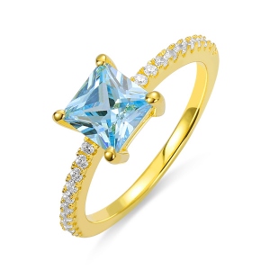 Princess-Cut Birthstone Ring in Gold