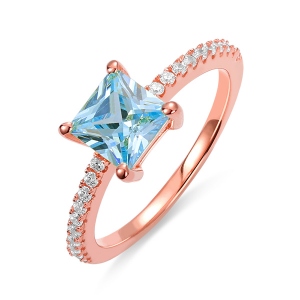 Princess-Cut Birthstone Ring in Rosegold
