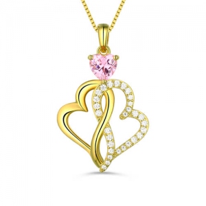 Custom Twist Hearts Infinity Love Necklace Gold Plated