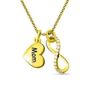 Customized Engraved Infinity Love Necklace In Gold Plated